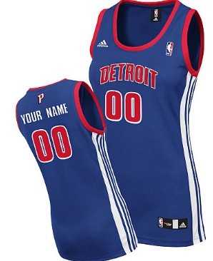 Women%27s Customized Detroit Pistons Blue Jersey